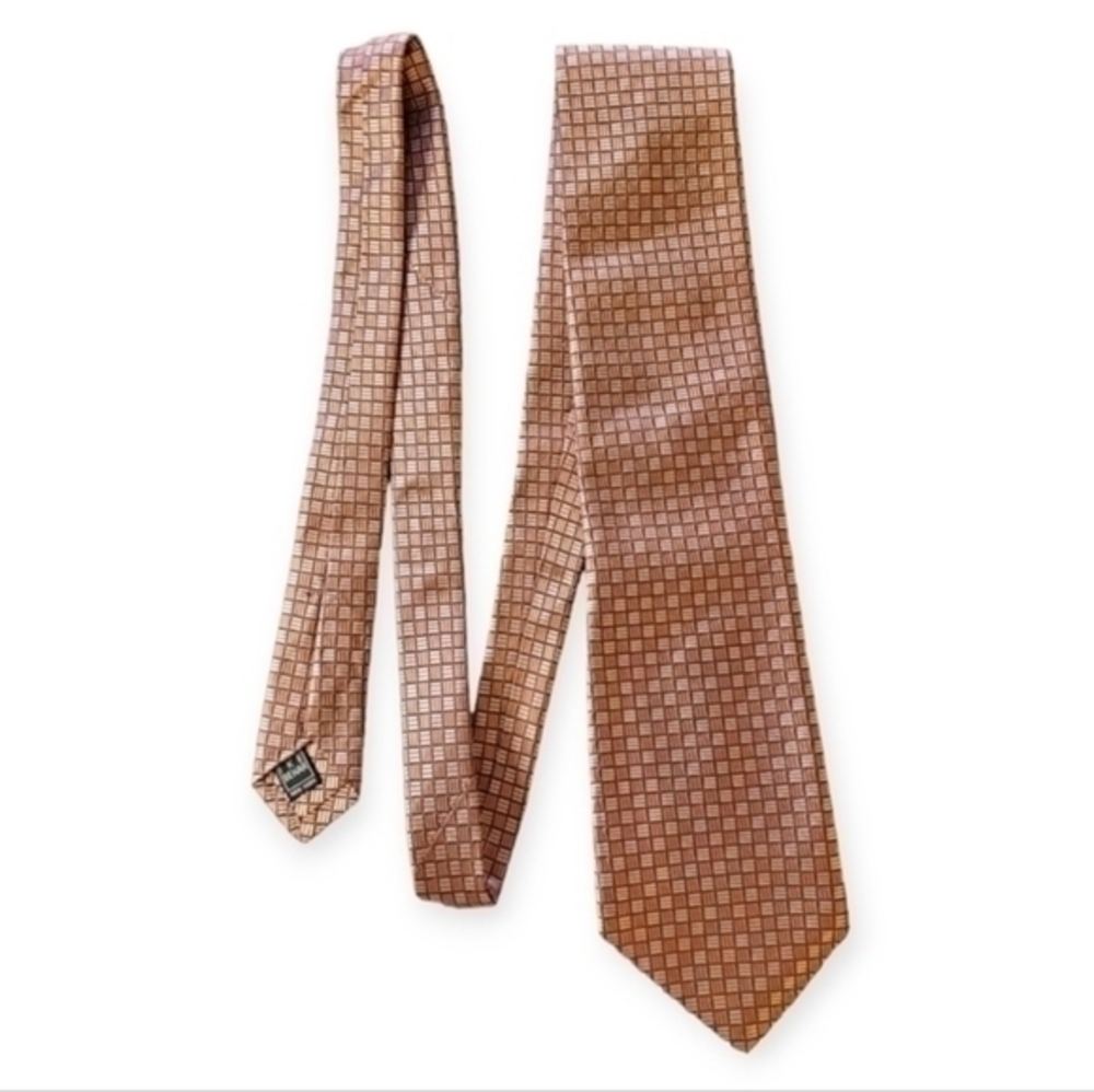 Ike Behar New York Checkered Pink Salmon Necktie